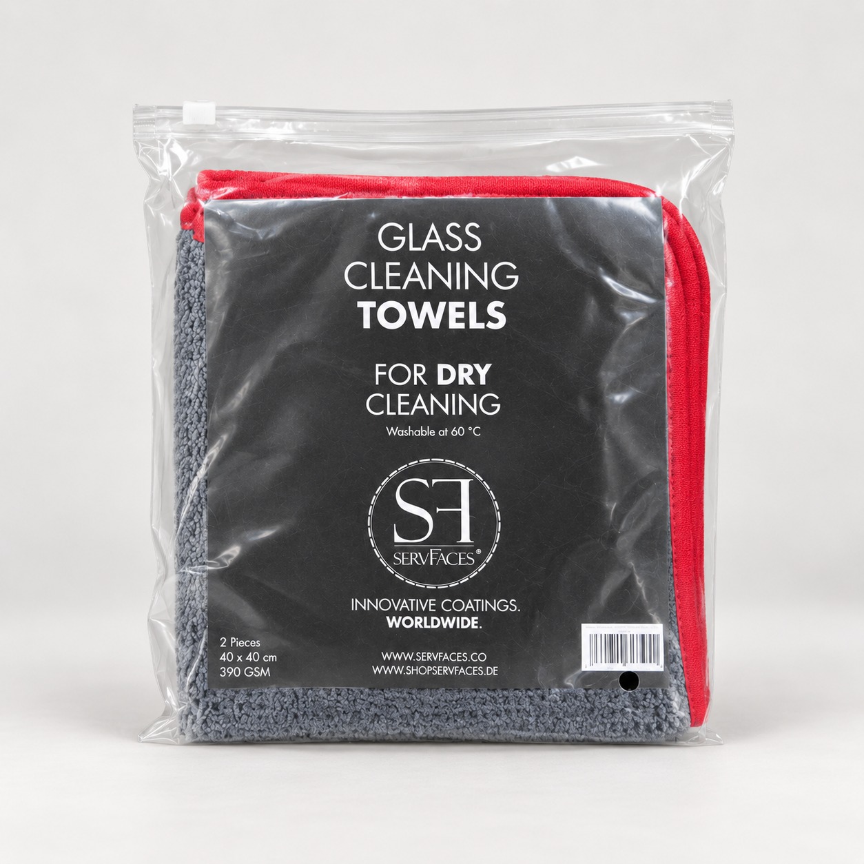 Glass Cleaning Towels (trocken), 2er-Pack · je 40 × 40 cm